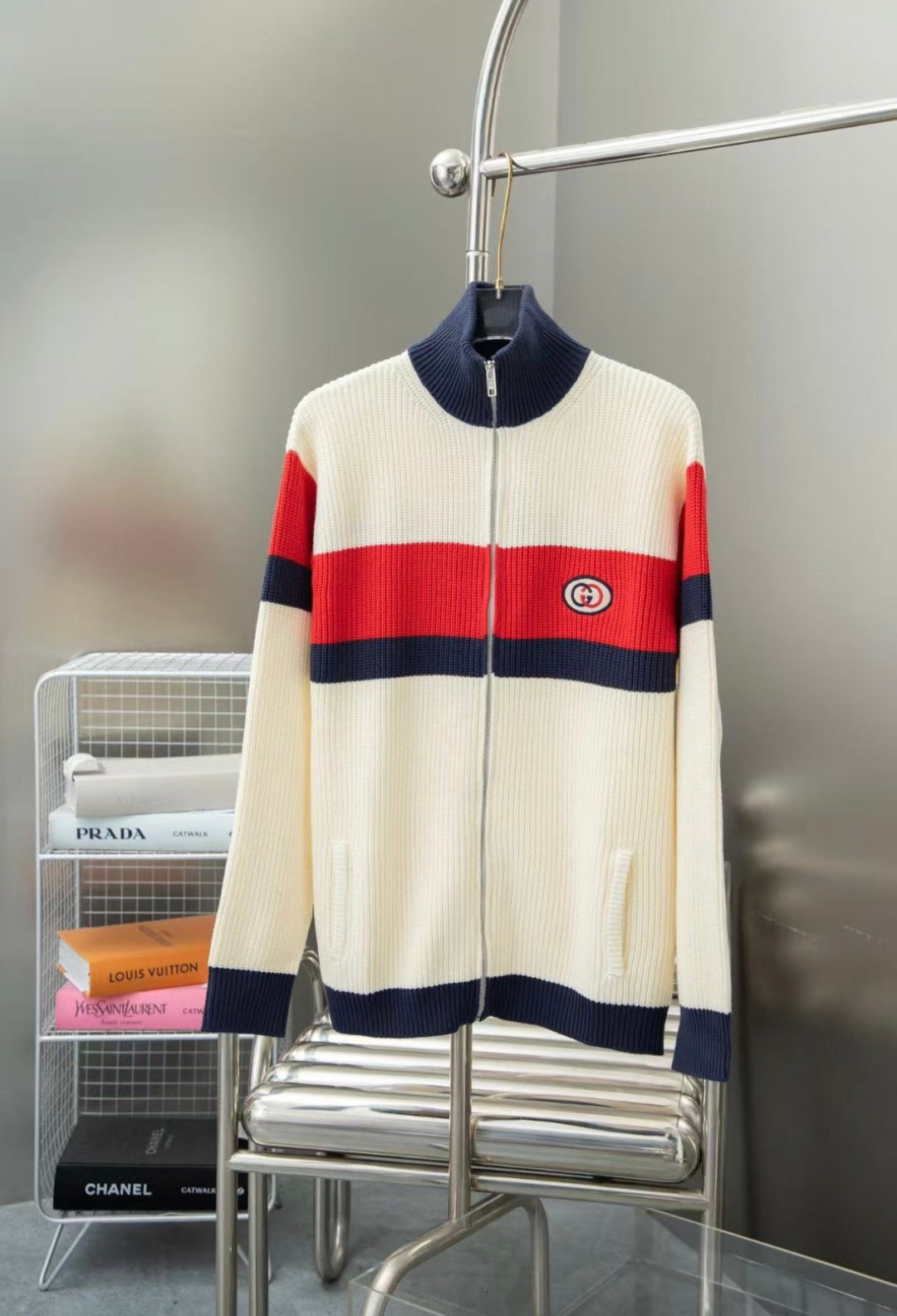 GG Stripe Zip Sweater