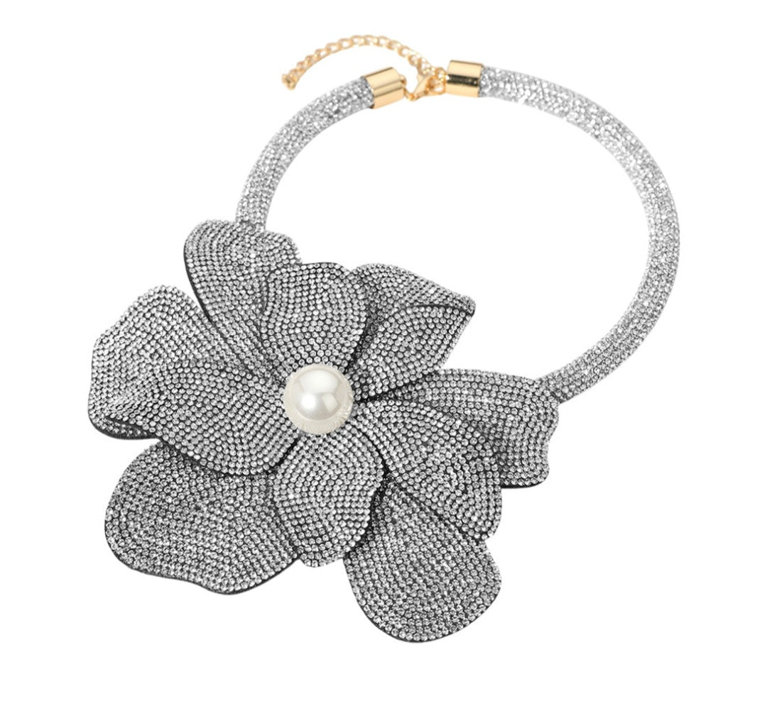 Crystal Flower Collar Necklace