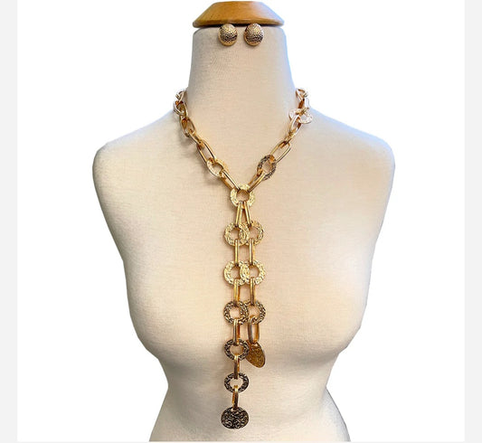 Hammered Link Necklace Set