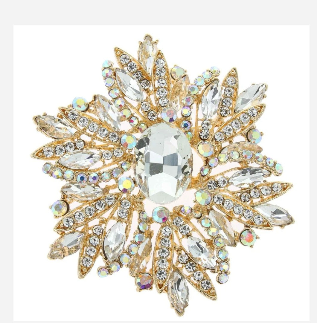 Starburst Rhinestone Brooch