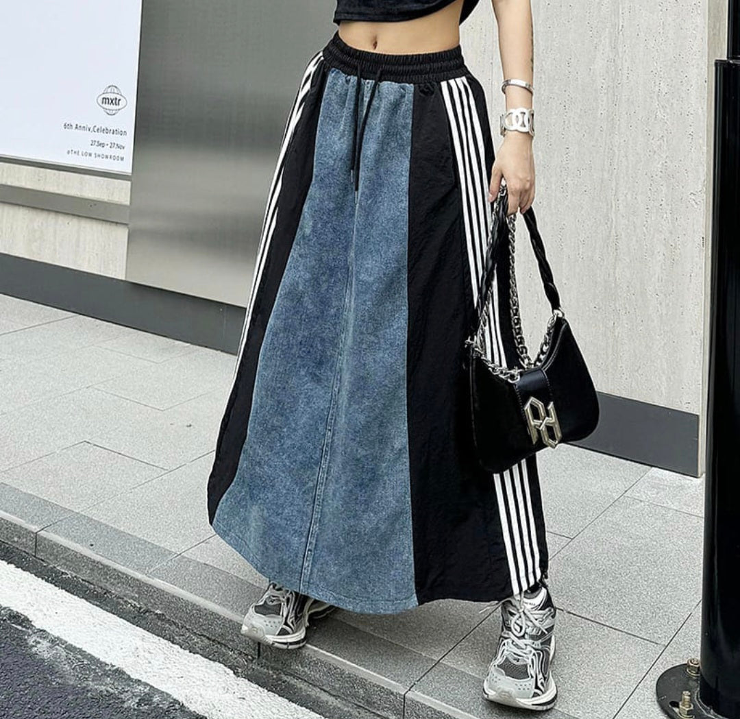 Denim Stripe Skirt