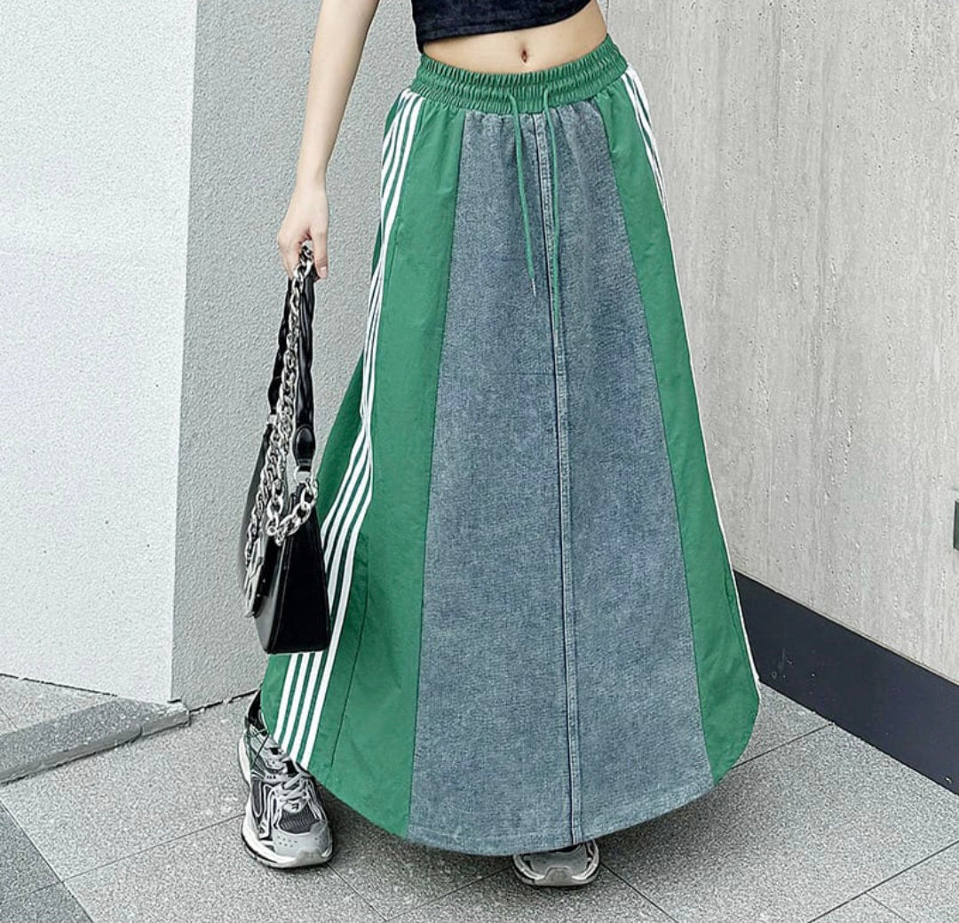 Denim Stripe Skirt