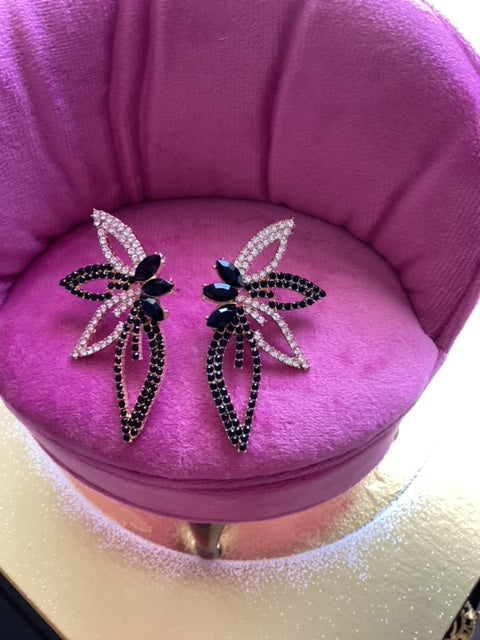 Black Bling Butterfly Earrings 009