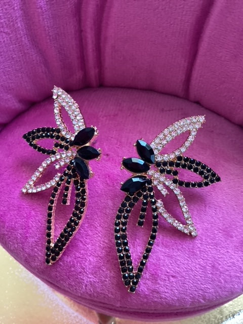 Black Bling Butterfly Earrings 009