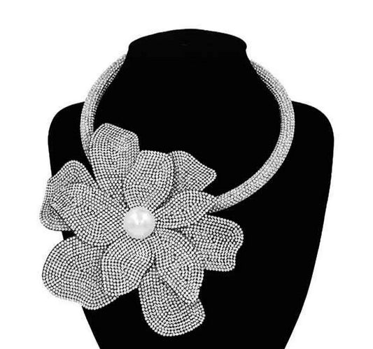 Crystal Flower Collar Necklace