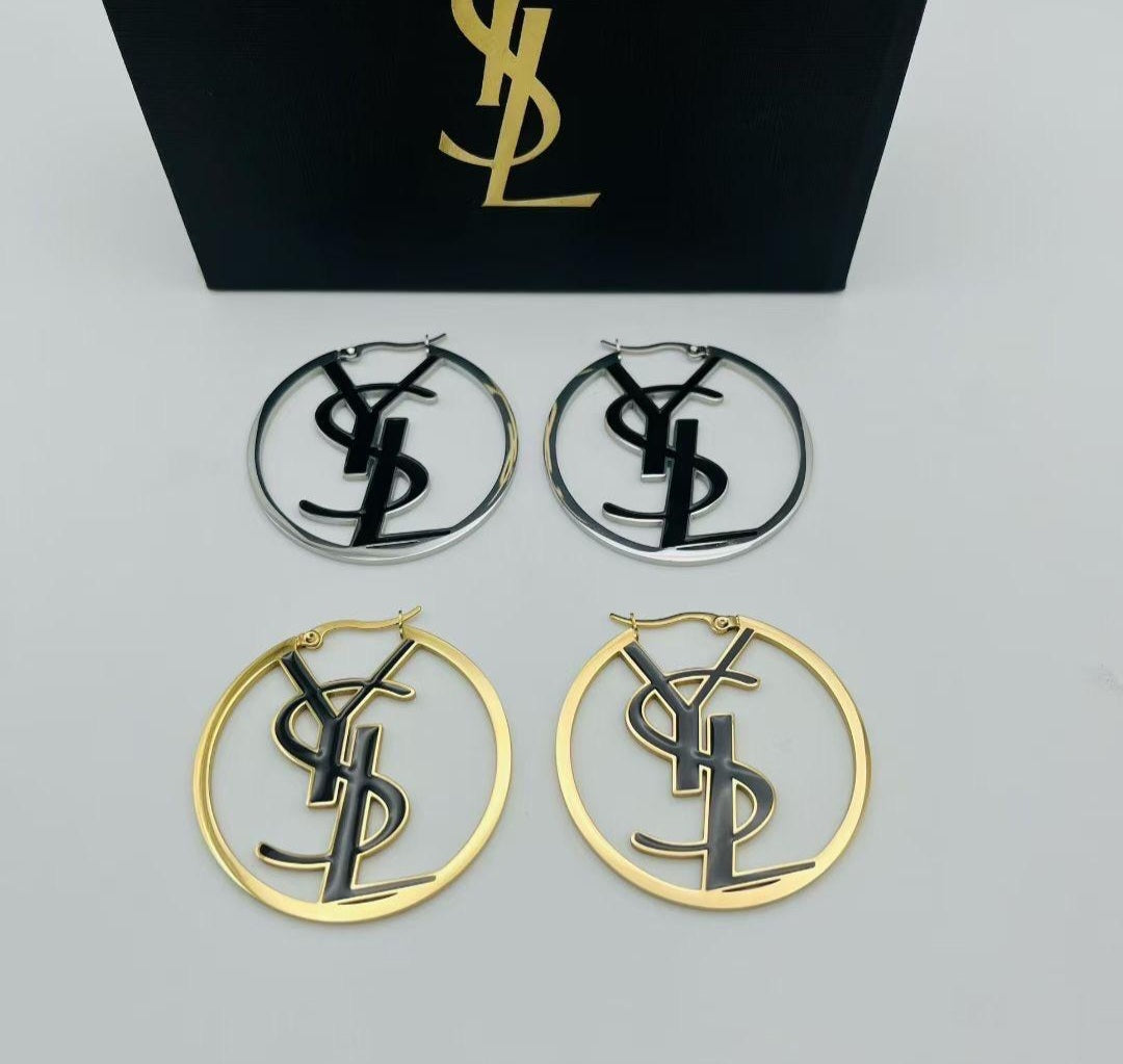YSL Logo Hoop Earrings
